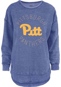 Womens Pitt Panthers Blue Pressbox Bakersfield Crew Sweatshirt