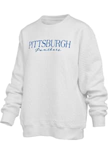 Pressbox Pitt Panthers Womens Ivory Champagne Brandberg Crew Sweatshirt