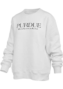 Pressbox Purdue Boilermakers Womens Ivory Champagne Brandberg Crew Sweatshirt