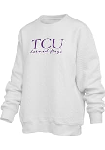 Pressbox TCU Horned Frogs Womens Ivory Champagne Brandberg Crew Sweatshirt