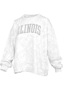 Pressbox Illinois Fighting Illini Womens White Camo Crew Sweatshirt