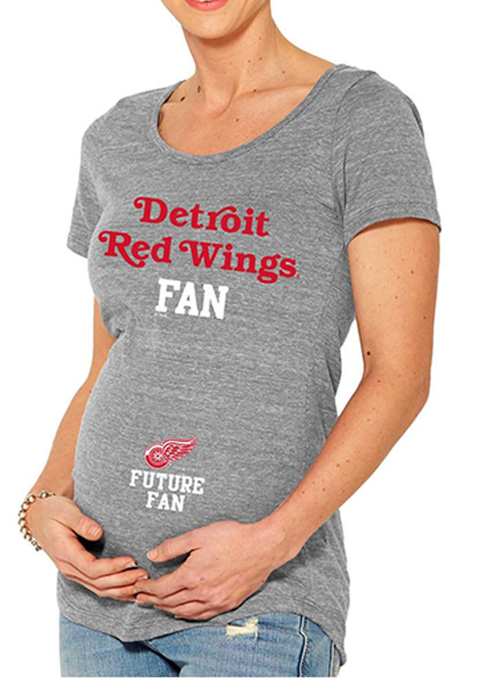 Detroit Red Wings Womens Grey Tri-Blend Future Fan Short Sleeve Maternity Tee