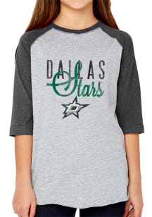Dallas Stars Girls Black Youth Girls Tri-Blend Baseball Long Sleeve T-shirt