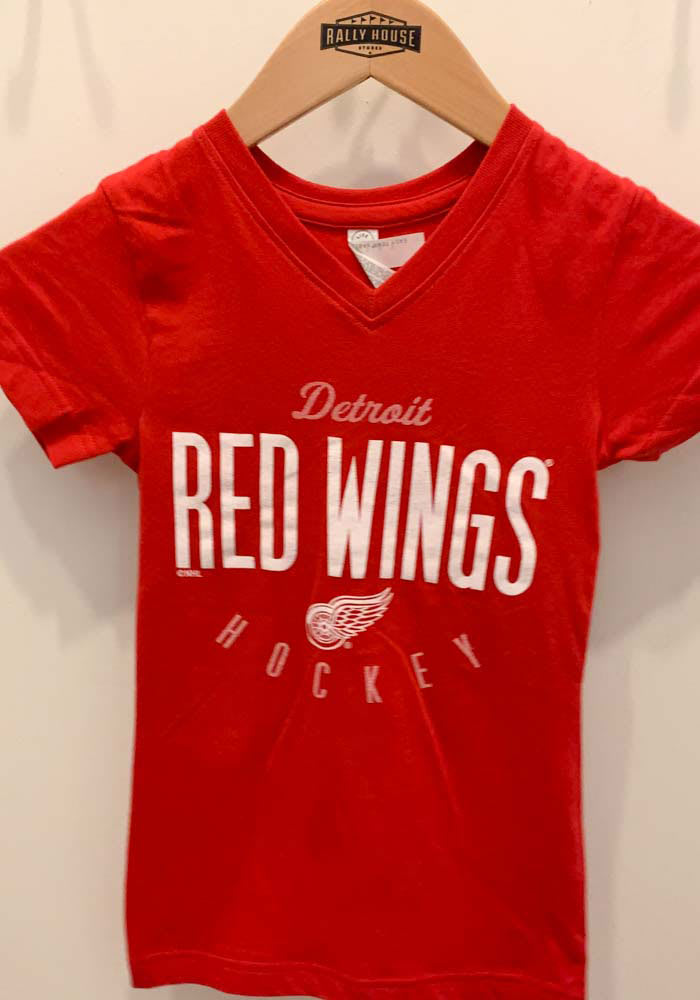 Detroit Red Wings Girls Red Youth Girls Fitted V-Neck Short Sleeve Tee