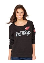Detroit Red Wings Womens Black Vintage Fleece Crew Sweatshirt