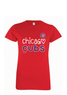 Chicago Cubs Girls Red Heart Straight Short Sleeve Tee