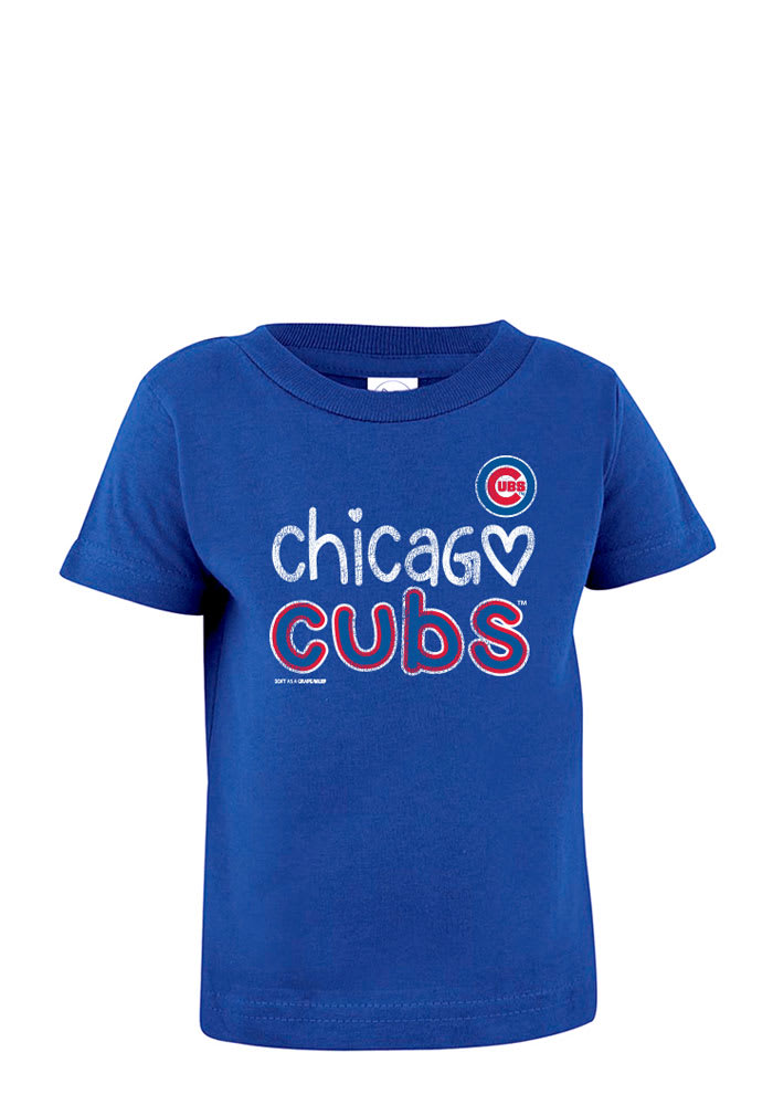 Chicago Cubs Infant Girls Heart Straight Short Sleeve T-Shirt Blue