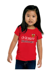 Chicago Blackhawks Toddler Girls Red Heart Straight Short Sleeve T-Shirt