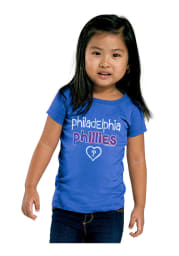 Philadelphia Phillies Toddler Girls Blue Basic Heart Short Sleeve T-Shirt