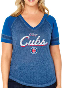 Chicago Cubs Womens Blue Curvy Vintage Short Sleeve Plus Tee