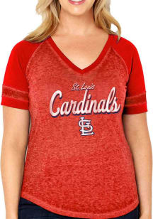 St Louis Cardinals Womens Red Curvy Vintage Short Sleeve Plus Tee