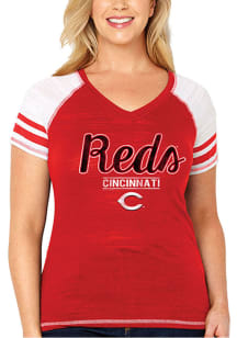Cincinnati Reds Womens Red Curvy Multi Count Short Sleeve Plus Tee