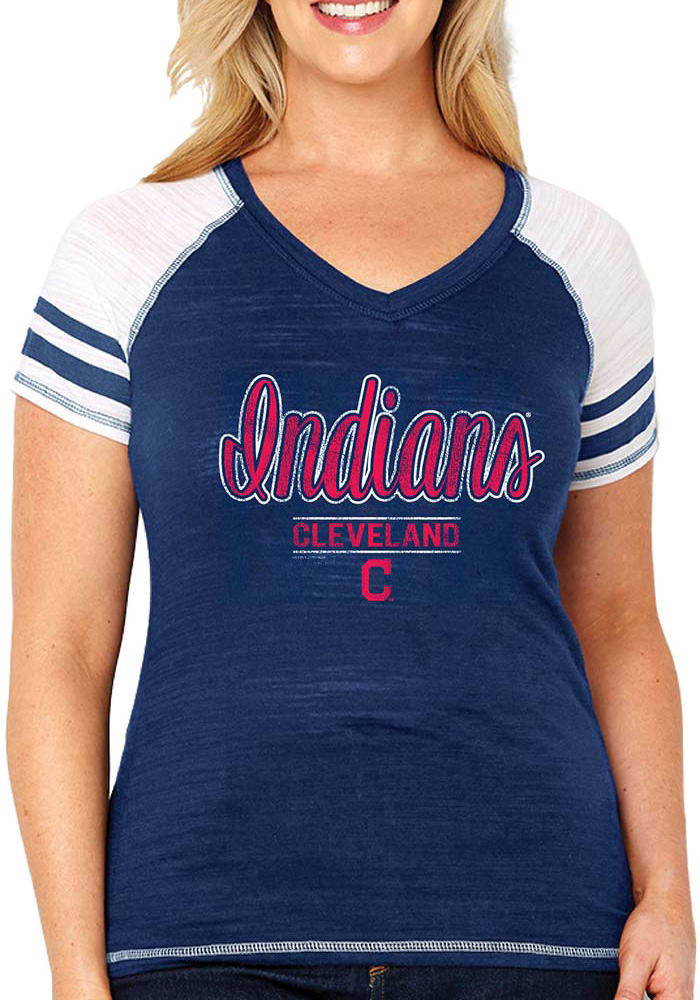 Cleveland Indians Womens Red Curvy Multi Count Short Sleeve Plus