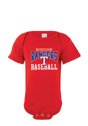 Texas Rangers Baby Red Basic Straight Short Sleeve One Piece