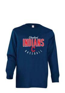 Cleveland Indians Youth Navy Blue Jersey Long Sleeve T-Shirt