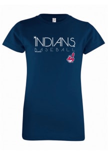 Cleveland Indians Girls Navy Blue Jersey Short Sleeve Tee