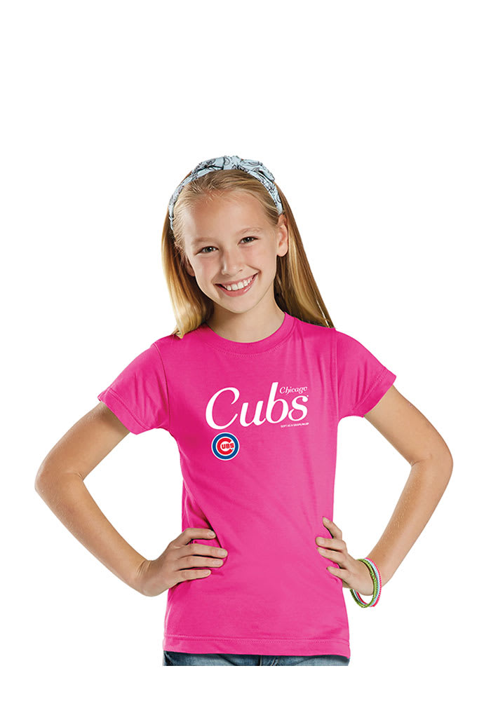 Soft As A Grape Inc. Chicago Cubs Girls Pink Jersey Short Sleeve Tee, Pink, 100% Cotton, Size L, Rally House