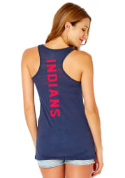 Cleveland Indians Womens Navy Blue Multi Count Primary Logo Tank Top