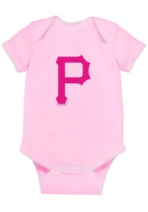 Pittsburgh Pirates Baby Pink Picot Short Sleeve One Piece