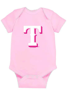 Texas Rangers Baby Pink Picot Short Sleeve One Piece