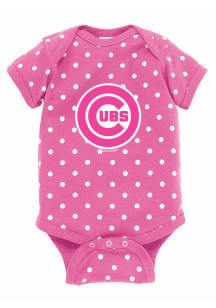 Chicago Cubs Baby Pink Polka Short Sleeve One Piece