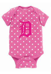 Detroit Tigers Baby Pink Polka Short Sleeve One Piece