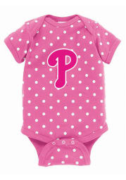 Philadelphia Phillies Baby Pink Polka Short Sleeve One Piece