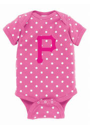 Pittsburgh Pirates Baby Pink Polka Short Sleeve One Piece