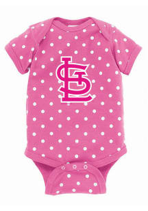 St Louis Cardinals Baby Pink Polka Short Sleeve One Piece