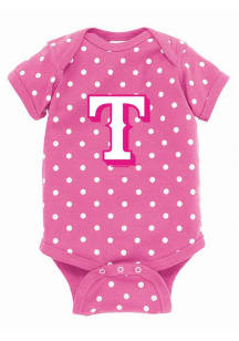 Texas Rangers Baby Pink Polka Short Sleeve One Piece