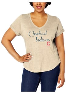 Cleveland Indians Womens Oatmeal Vintage Slub Short Sleeve Plus Tee