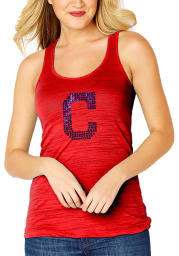 Cleveland Indians Womens Red Multi Count Tank Top