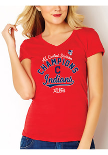 Cleveland Indians Womens Red 2018 Divison Champs Short Sleeve T-Shirt