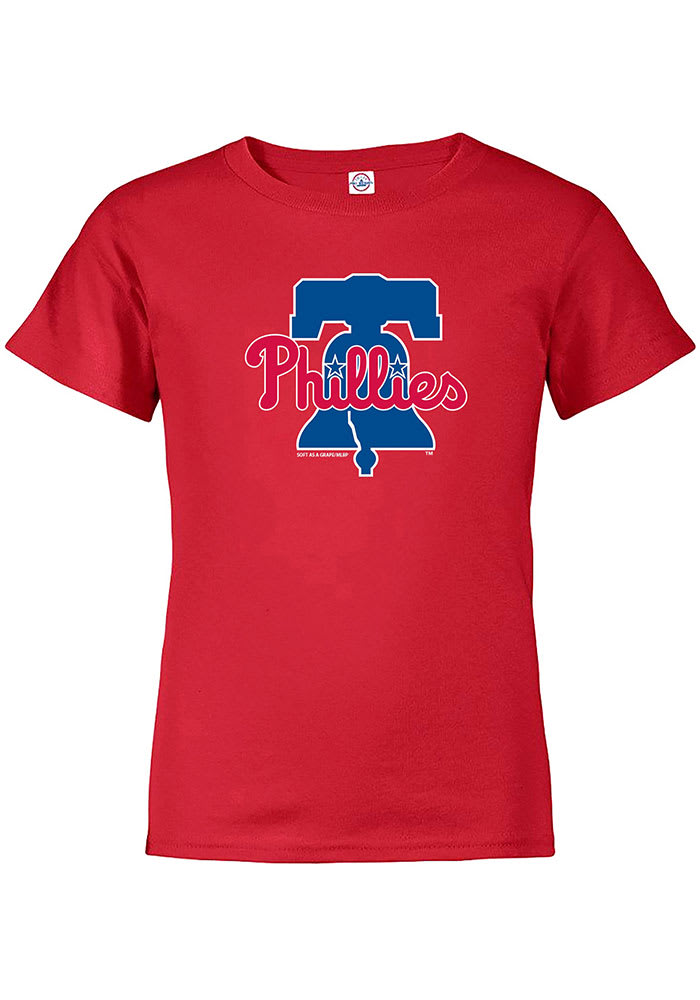 Soft As A Grape Inc. Philadelphia Phillies Youth Red S19 Primary Logo Short Sleeve T-Shirt, Red, 100% Cotton, Size XL, Rally House