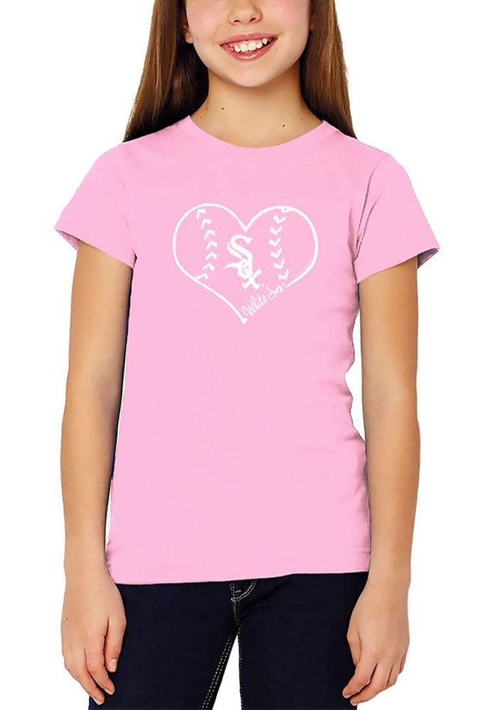 Chicago White Sox Girls Pink Play with Heart Short Sleeve Tee