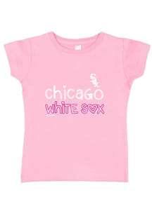 Chicago White Sox Toddler Girls Pink Heart Script Short Sleeve T-Shirt