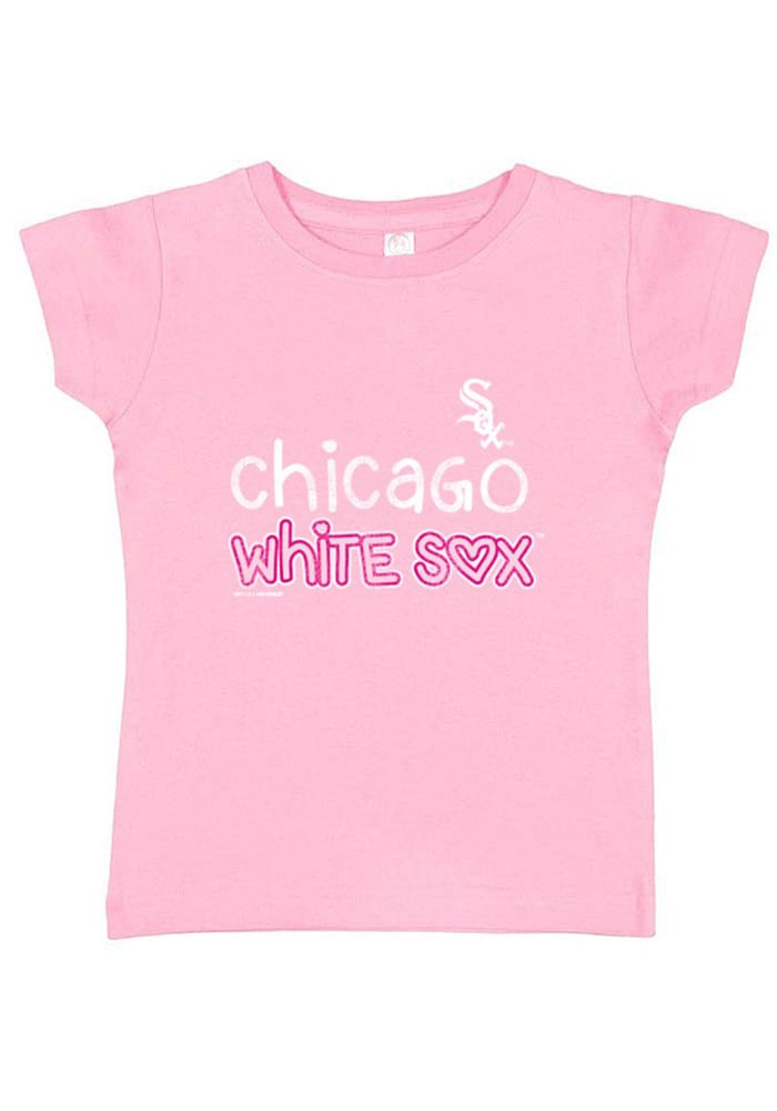 Chicago White Sox Toddler Girls White Heart Script Short Sleeve T-Shirt