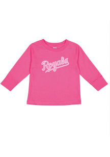 Kansas City Royals Toddler Girls Pink Wordmark Long Sleeve T Shirt