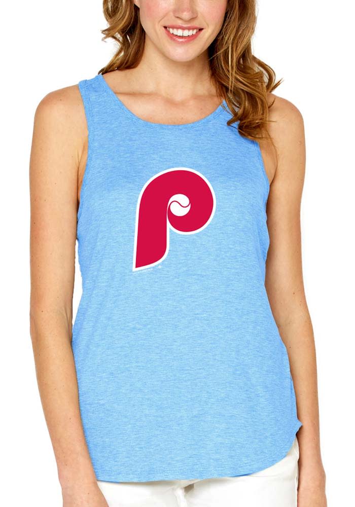 Philadelphia Phillies Womens Light Blue Rib Twisted Back Tank Top