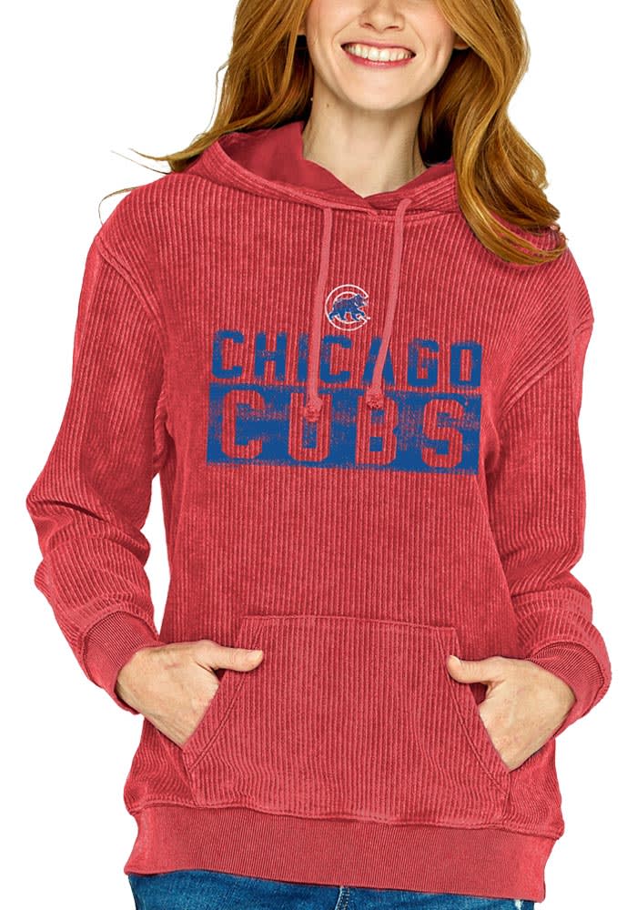 Chicago Cubs Womens Red Corded Hooded Sweatshirt