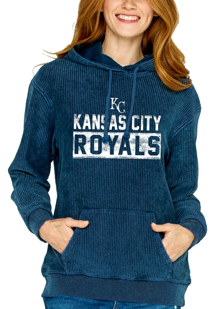 Kansas City Royals Womens Blue Corded Hooded Sweatshirt