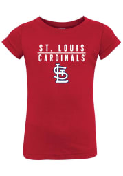 St Louis Cardinals Toddler Girls Red Underlined Wordmark Short Sleeve T-Shirt