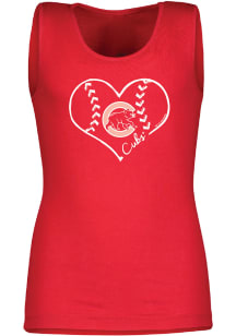Chicago Cubs Girls Red Stitched Heart Short Sleeve Tank Top
