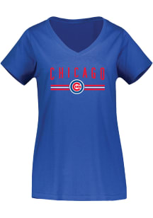 Chicago Cubs Womens Blue Curvy Short Sleeve T-Shirt