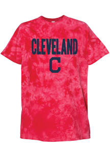 Cleveland Indians Womens Red Tie Dye Short Sleeve T-Shirt