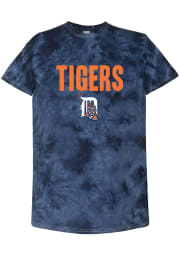Detroit Tigers Womens Navy Blue Tie Dye Short Sleeve T-Shirt