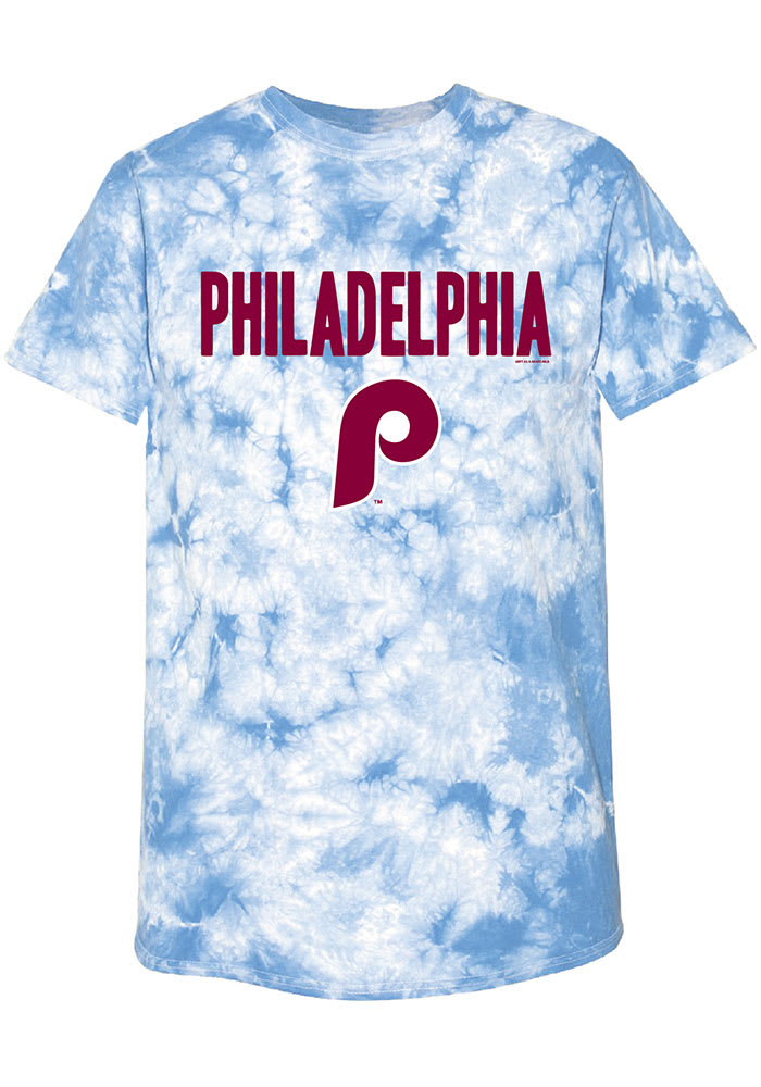 Philadelphia Phillies Womens Light Blue Tie Dye Short Sleeve T-Shirt