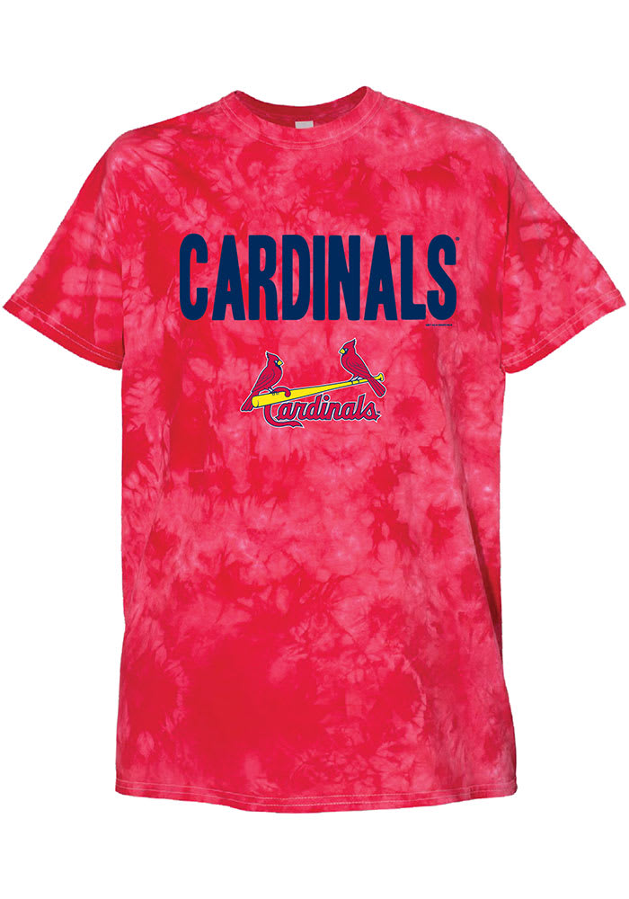 St Louis Cardinals Womens Red Tie Dye Short Sleeve T-Shirt