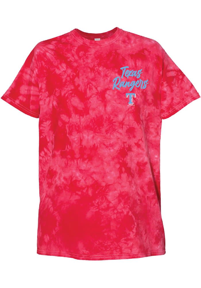 Industry Rag Texas Rangers Women's Red Tie Dye Short Sleeve T-Shirt, Red, 96% POLYESTER/4% SPANDEX, Size L, Rally House