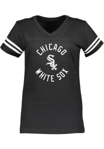 Chicago White Sox Womens Black Football Short Sleeve T-Shirt
